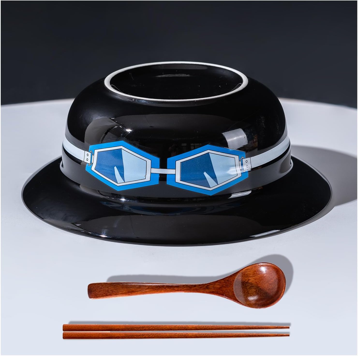 SABO THE REVOLUTIONARY one-piece Straw Hat Ramen Bowl (Ceramic Bowl + Wooden Spoon + Chopsticks) for Anime Fans